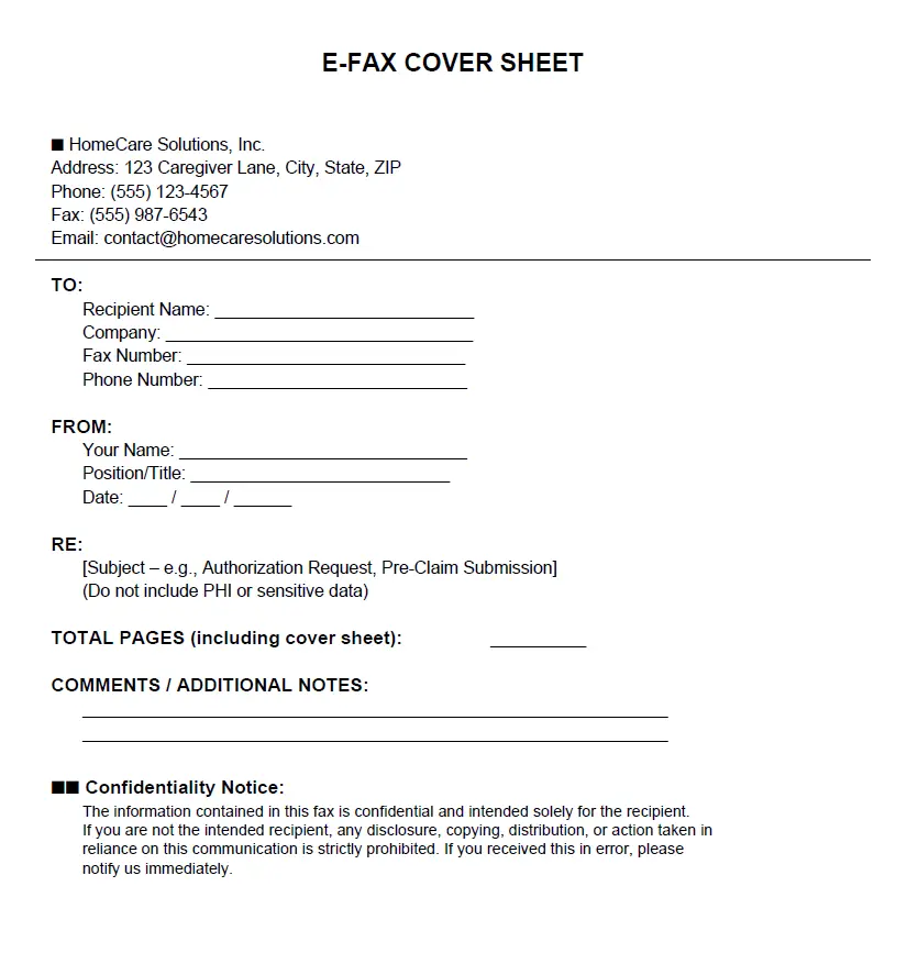 E Fax Cover Sheet E Fax Cover Sheet