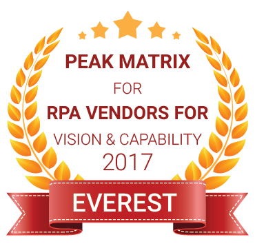 Recognitions- Peak Matrix for RPA Vendors for vision and capability