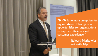 Edward Markowitz, VP – AutomationEdge speaking at EY and IBCL event, Luxembourg.
