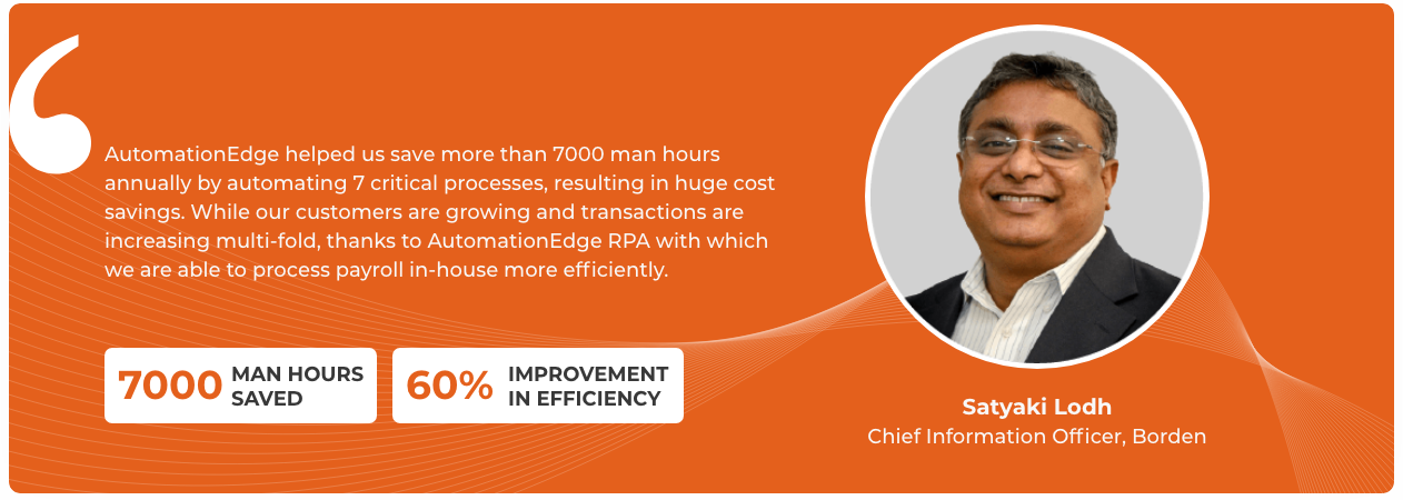 Satyaki Lodh, CIO of Borden explains how AutomationEdge improved efficiency by 60%